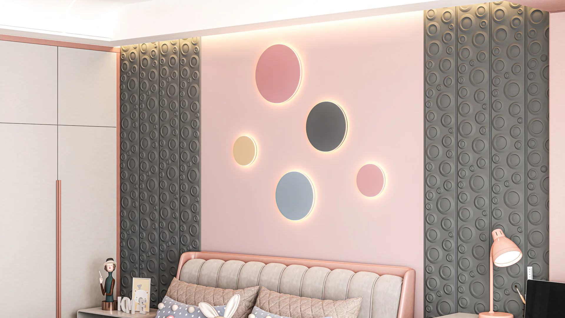 FP503 textured bubble wall surface in kids room