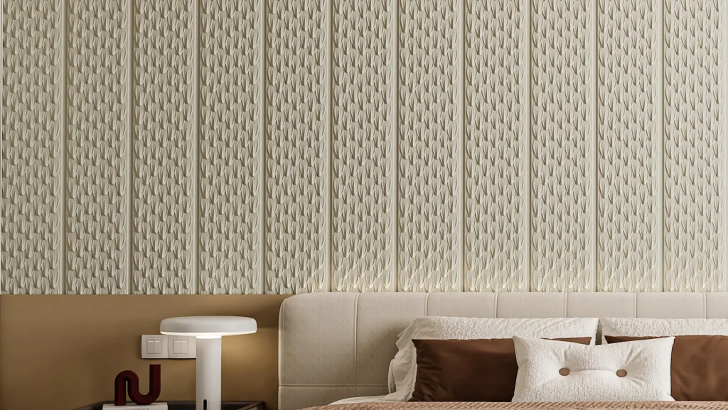 FP504 layered wall surface in contemporary bedroom